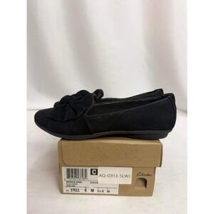 Clarks Gracelin Jonas Black Suede Knotted Bow Loafer Flats Womens 6 M 26137611